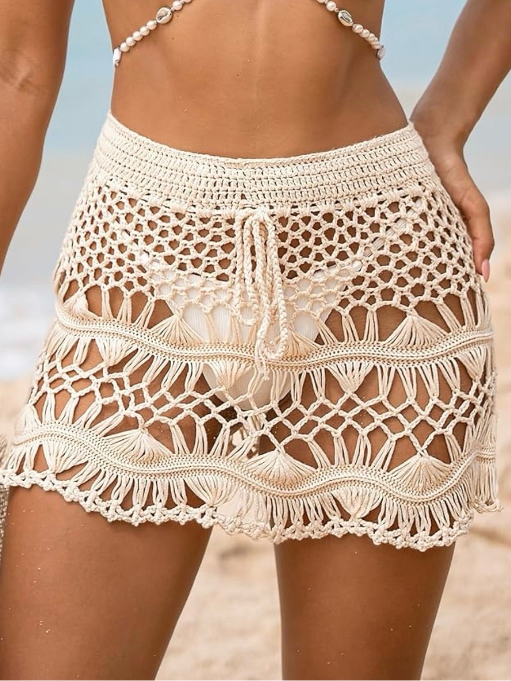 CUPSHE Womens Cover Up Skirt Crochet Mini Beach Skirt XL